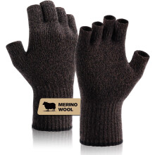 Merino Wool Fingerless Gloves for Men Women Half Finger Gloves Thermal Soft Knit Liner for Hunting Fishing Hiking