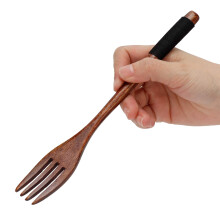 Japanese Wooden Fork with Ergonomic Grip for Barbecue, Picnic, Camping and Outdoor Dining