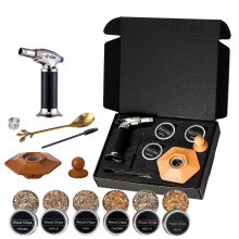 Cocktail Smoker Kit with Torch and 6 Wood Chip Flavors, Old Fashioned Drink Smoker Black