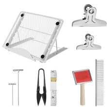 Macrame Supplies Include Macrame Board Metal Adjustable Holder with Brush Scissor Ruler for Braiding Bracelet Creating