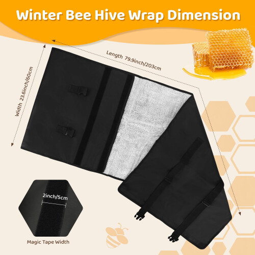 Bee Hive Wrap Winter Insulation Cover for 8 and 10 Frame Hives, Waterproof Windproof Adjustable Protector 1