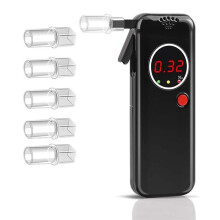 AD-6000NS Portable Tester Breathalyzer with 6 Mouthpieces High-Accuracy for Personal Use Before You Each Driving Black
