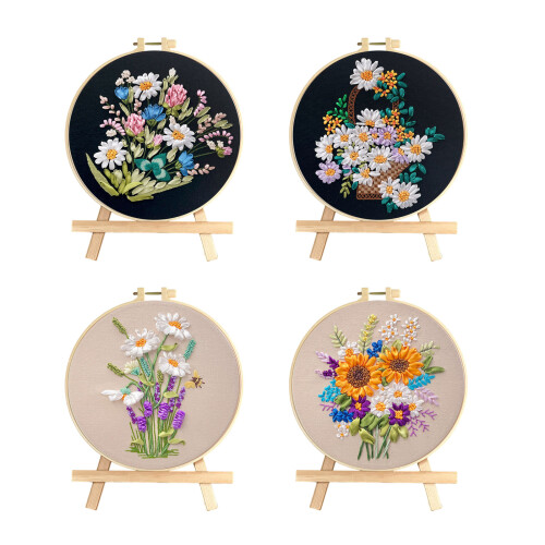 Personalize Florals Embroidery Craft Set Canvas Plastic For-B 1