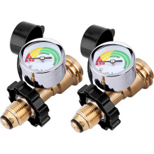 Upgraded POL to QCC1 Propane Tank Adapter with Gauge, 2 Pack Converter for BBQ Grill and Heater