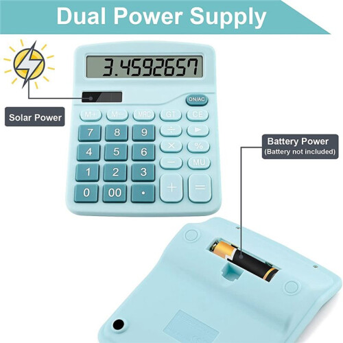 12 Digits Electronic Calculator Solar Calculator Dual Power Calculator Office Financial Basic Desk Calculator- 1