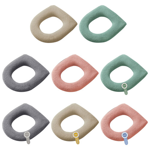 Couverture de toilette antidérapante avec-Poignée beige clair 1