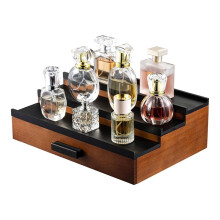 Holz-Organizer-Regal für Herrenkommode, 3-Stufiger Präsentationsständer mit Schublade, Organizer-Ablage mit Fach