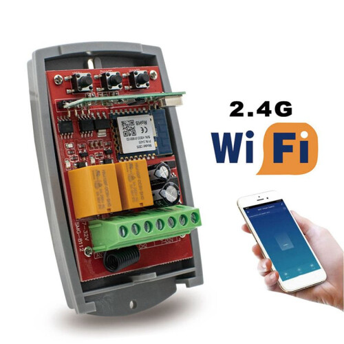 2X Wifi 433MHz Rolling Code Garage Door Remote Control RF Receiver   Relay 85-250V  Life APP 2