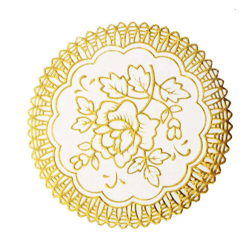 12 Exquisite Gold-Tone Flower Dinning Table COASTERS SET 2