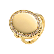 Stijlvolle geometrische ovale ring met koperen-echt goud