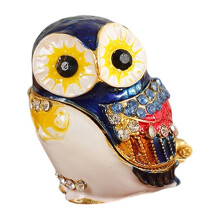 Metalen opbergoplossing voor sieraden met uilvorm,-Blauw