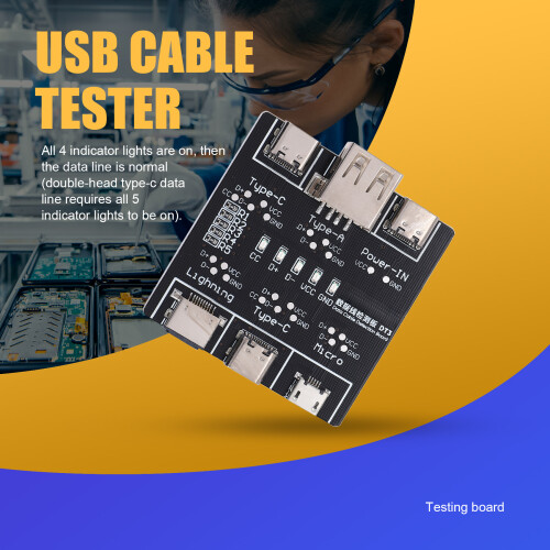 DT3 Data Cable Detection Board USB Cable Tester for IOS Android Type-C Short Circuit -Off Switching Test Board Repair 1