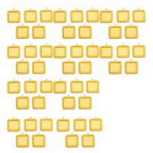 50 Pack Square Pendant Trays Bezel Base Pendant Making-Gold