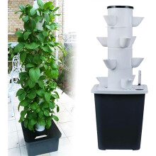 Vertical Hydroponics Garden Tower 6Layer 30Plant Hydroponic Growing System with 10L Tank for Indoor Gardening