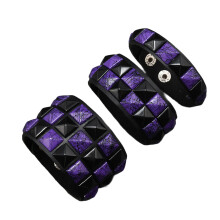 Bracelets à Rivets en cuir PU, 3 pièces, clous carrés foncés,-F.