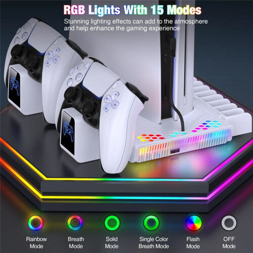 S3000 RGB Vertical Stand Cooling Station Controller Charger for  5 Slim/ 5 Digital/Disc 2