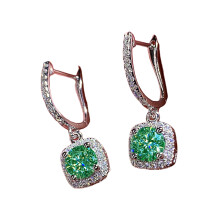 Boucles d'oreilles carrées élégantes en Zircon adaptées à-Vert