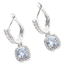 Full Cut Zircon Square Earrings Craft of Copper for-White
