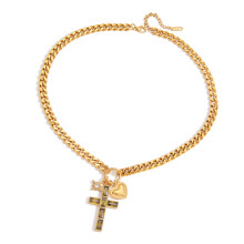 Crosses Necklace Retro Designs Zircon Stainless Steel Jewelry