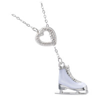 Charm-Schlittschuh-Halskette mit Verzierung-Doppelseitig weiß