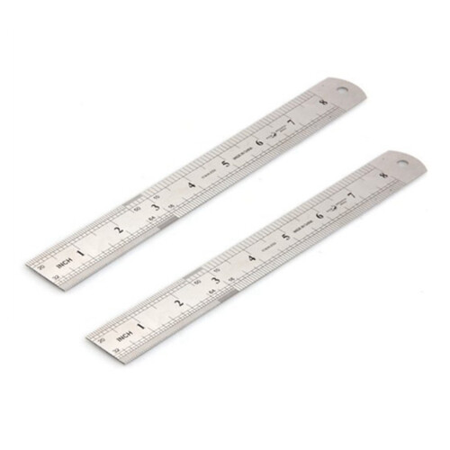 2X Regle Echelle 20cm 20 Centimetres Acier Inox Ecole Bureau