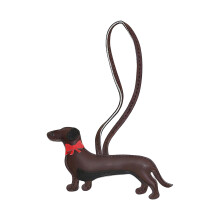 Dog Shaped PU Leather Key Holder Decorative Bag Clip-Coffee