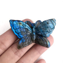 Natural Labradorite Butterfly Pendant Necklace Hand Carved Crystal Gemstone Jewelry Gift