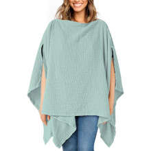 Muslin Nursing Cover for Breastfeeding 360 Privacy Breathable Cotton MultiUse Carseat Canopy Light Green