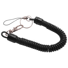 4X Lobster Clasp Black Spring Stretchy Coil Cord Strap Keychain Key Chain Rope