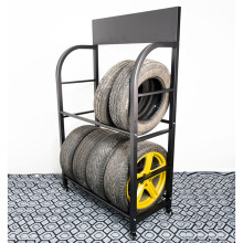 Adjustable Metal Tire Storage Rack with Lockable Wheels, Heavy Duty Garage Organizer, Large