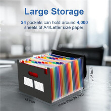 3X 24 Pockets Expanding File Folder with Blank Labels, File Organizer with Expandable Cover, Accordion File Organizer