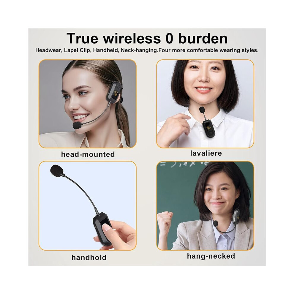 2.4G Wireless Lavalier Microphone Headset With Led Digital Display 160Ft Range For Pa System,Voice Amplifier 6032785905540