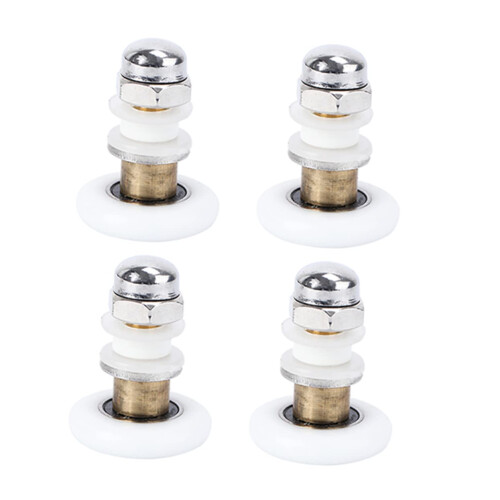 Shower Door Rollers 4pcs Copper and Nylon Wheels Smooth Sliding Motion Easy Replacement for Bathrooms