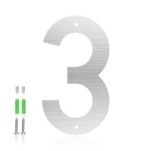 3 Inch Stainless Steel House Numbers, Modern Floating Brushed Silver Address Numbers for Outdoor