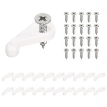 26 Sets Glass Retainer Clips with Screws, 25mm White Plastic Mirror Holder for 4mm Cabinet Glass