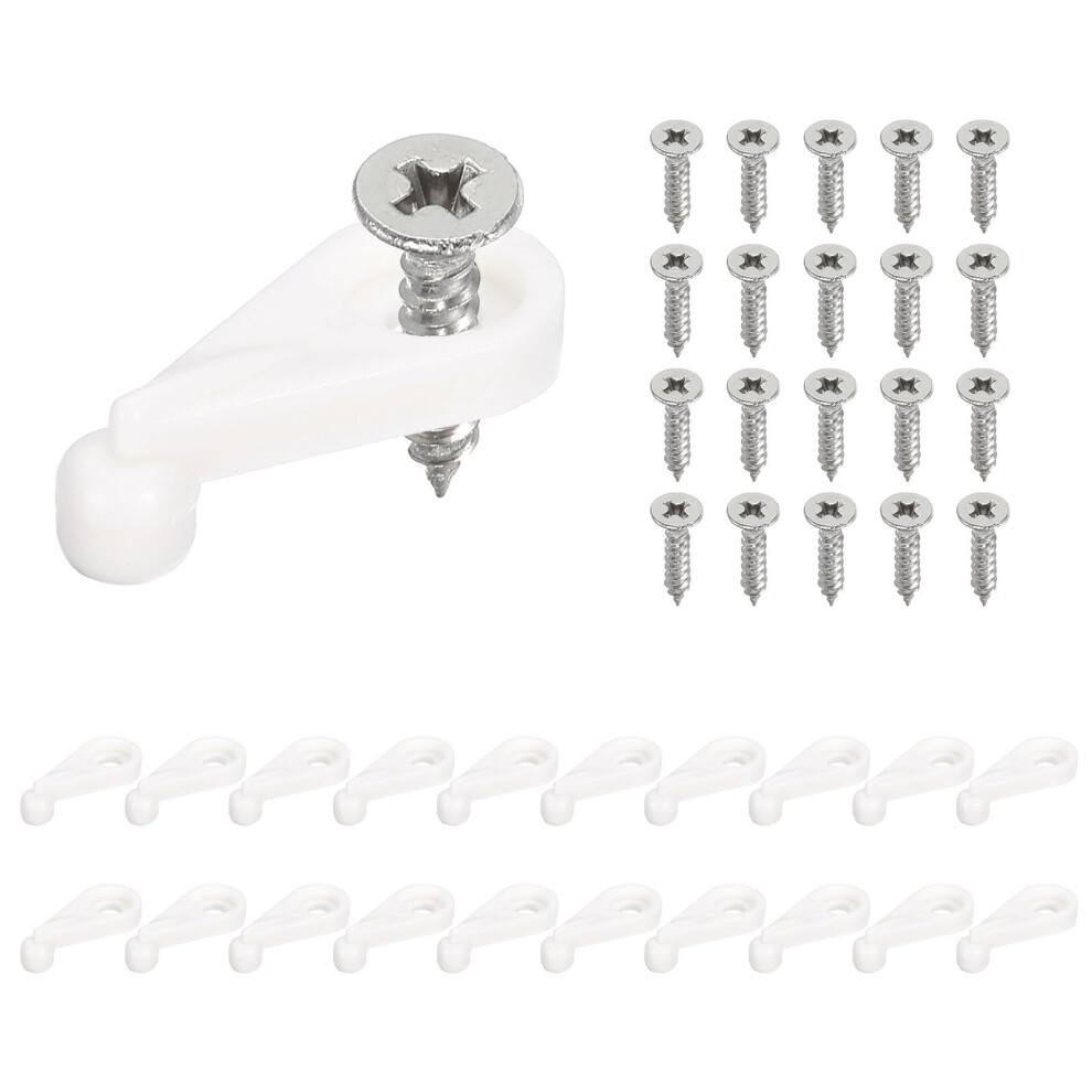 26 Sets Glass Retainer Clips With Screws, 25Mm White Plastic Mirror Holder For 4Mm Cabinet Glass 9092120049930