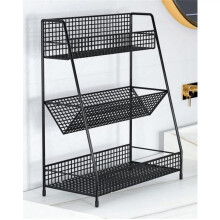 Bathroom Storage Shelf with Ceramic and Metal Tiers for Vertical Space Optimization and Counter Organizer