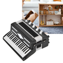 Miniaturmodell 1:12 Schwarz Akkordeon, Elmholz, für Puppenhausdekoration