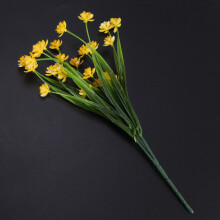 24Pcs Artificial Flowers Outdoor Uv Resistant Plants, 8 Branches Faux Plastic Greenery Shrubs Plants Planter Yellow
