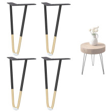 18 Inch Black Gold Hairpin Table Legs Set of 4, Modern Metal Furniture Legs for Coffee Table, Desk