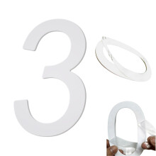 5 Inch White Self Adhesive House Number 3, Modern Acrylic Address Numbers for Outdoor Use