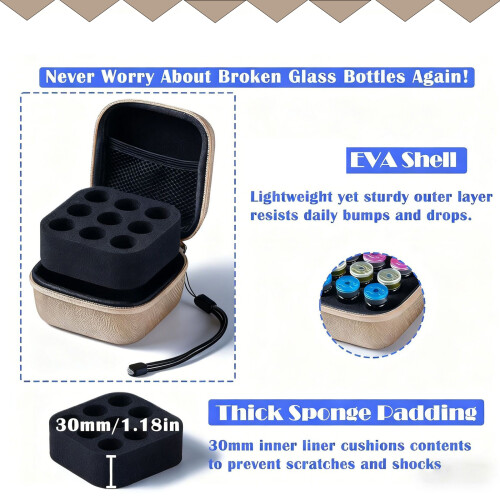 Portable Cooling Vial Protectors Case with 9 Compartments-Black 1