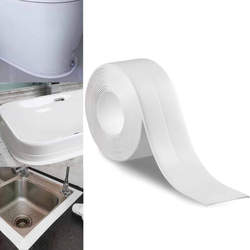 Waterproof Sealant Tape Self Adhesive Pvc Caulk Strip For Bathroom Kitchen Bathtub Sink 10.5Ft White 9092120050349