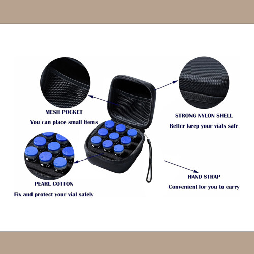 Portable Cooling Vial Protectors Case with 9 Compartments-Black 2