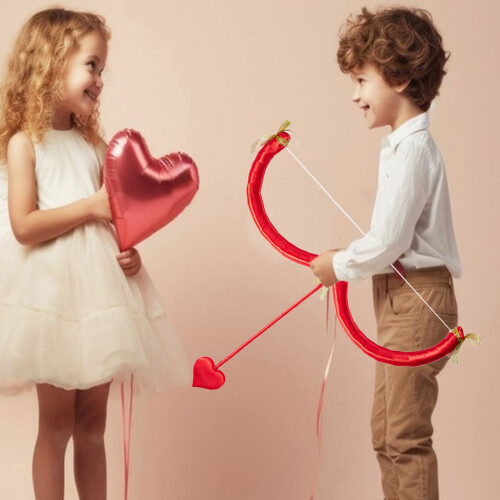 Cupid Bow and Arrow Prop White Heart Shape 1 Piece 2