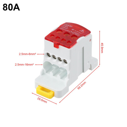 Essential Wiring Accessory Red Power Distribution Junction Box for DIN Rails 1