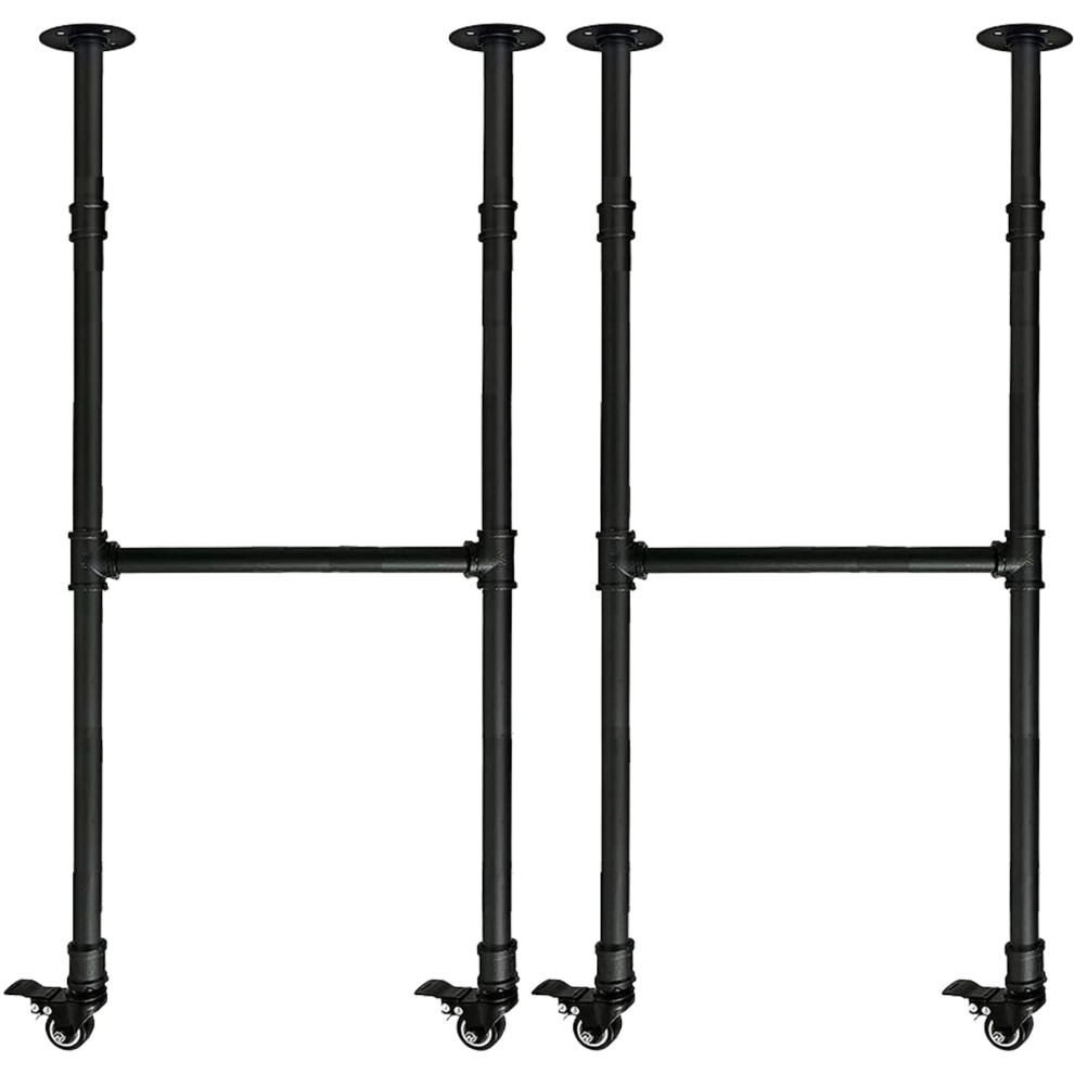 38 Inch Metal Table Legs With Wheels, Hshape Heavyduty Steel, Black Industrial Bar Height Base, 2 Pack 9771547429753