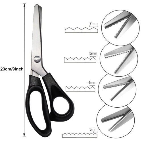 9" Pinking Shears for Fabric – Triangle Zig Zag, Ergonomic Grips, Ultra-compatible with Sharp, 5mm, Black 1