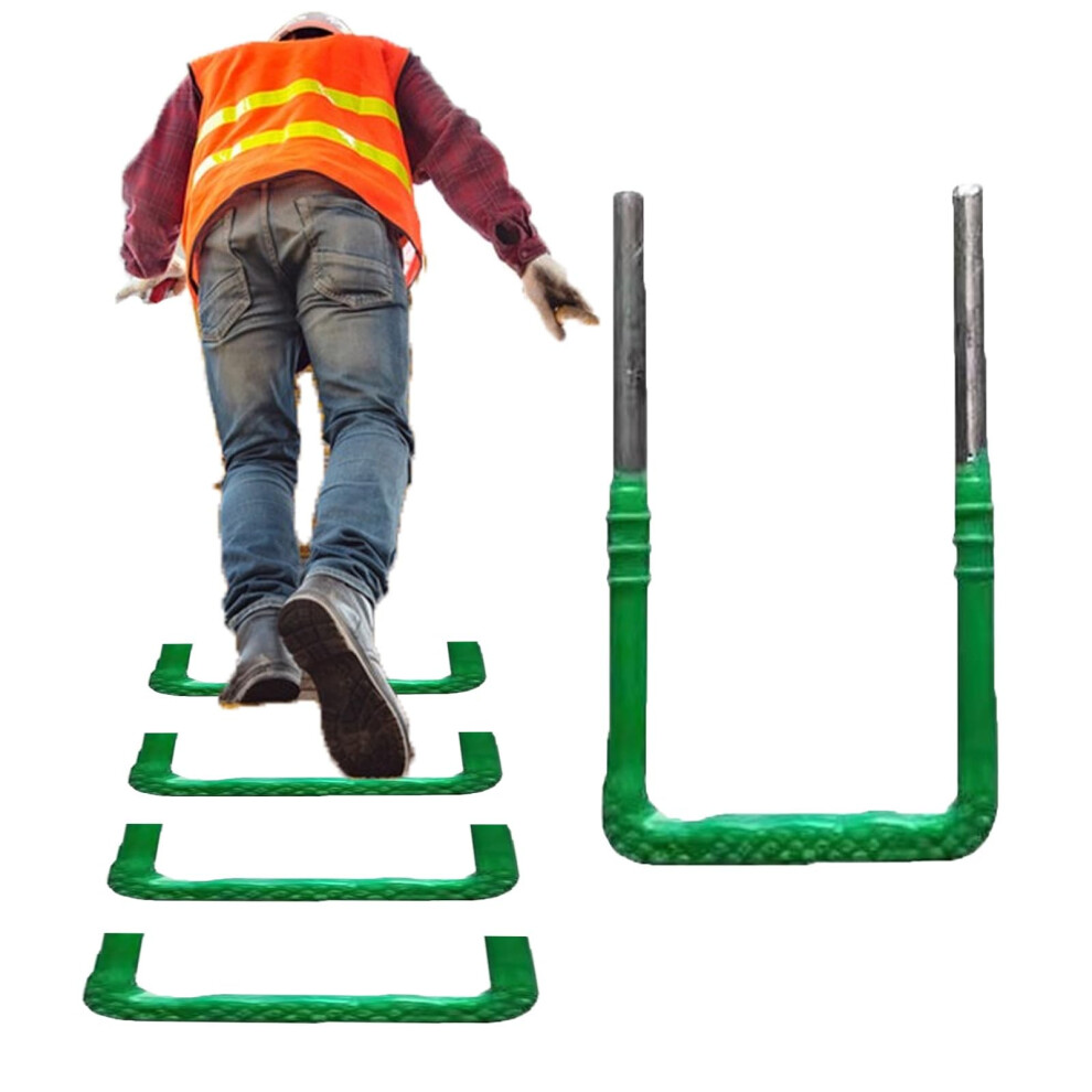 Adjustable 5Step Steel Basement Window Well Egress Ladder With Nonslip Safety Rungs For Home Safety 9330225581451