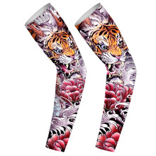 Tattoo Sleeves Sun Protection Breathable Ice Silk Tiger Design Arm Sleeves for Cycling Driving